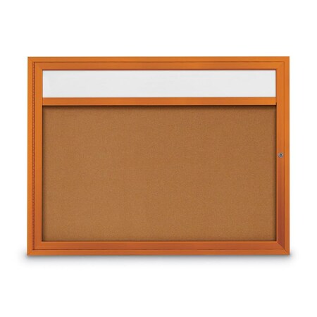 Slim Enclosed Corkboard, 30x36, Satin Alum Frame/Keylime